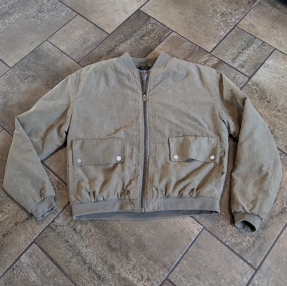 Kollar Soft Bomber Utility Car Coat Fall Unisex Cool Jacket Size XXL Olive Green